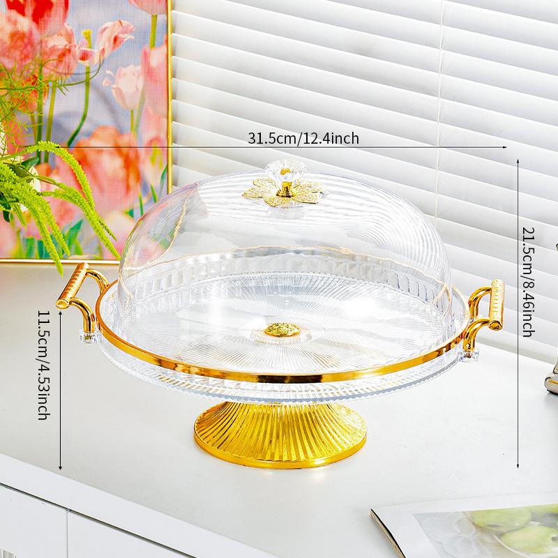 Home Living Room Cake Pan Fruit Pan Dessert Tray with Lid Candy Tray Plastic Creative Portable Tea Table Snack Tray