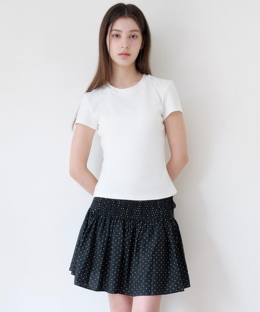 Alkialka Smocked Dot Skirt (Black)