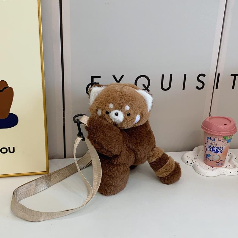 

Плюшевая сумка через плечо в виде красной панды, сумка-мессенджер, новая сумка с изюминкой 2025 года, милая диагональная сумка-кроссбоди с девчачьим настроением One size