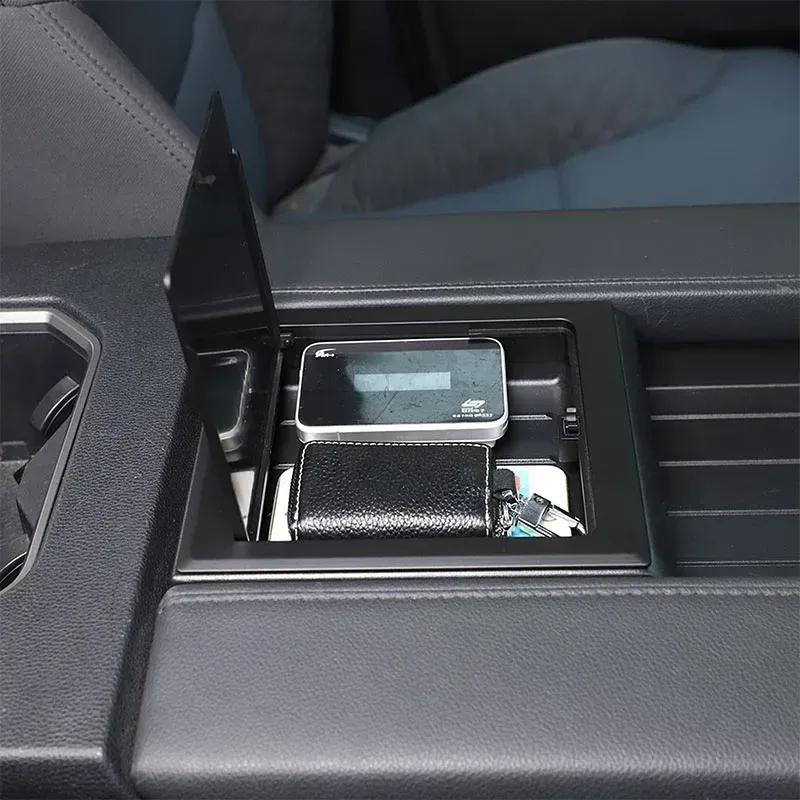 For Toyota Tundra -24 ABS Matte Black Car Armrest Box Storage Box Opening and Closing Cover Sticker Car Interior Accessories