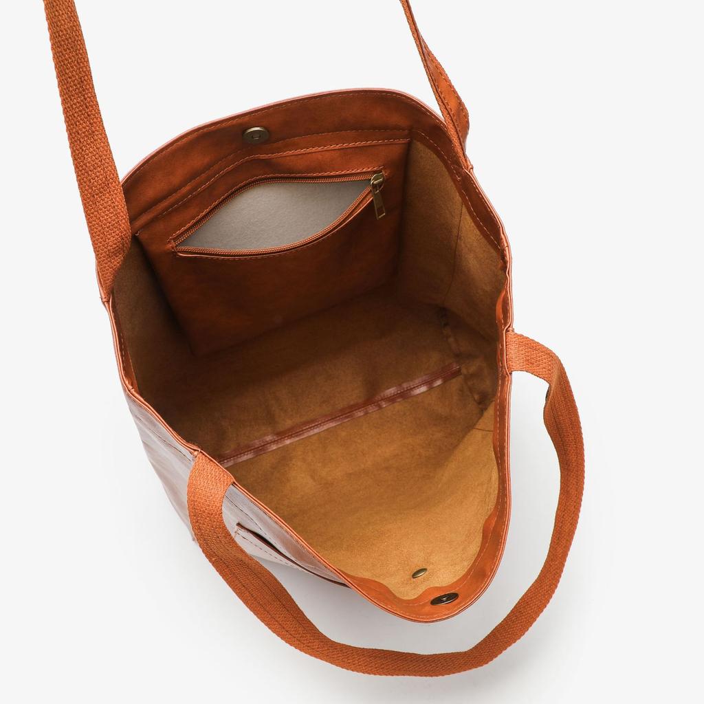 Large Capacity Women'S Soft, Single Shoulder, Vintage Suede, PU, Deep Pink, Dark Brown, Light Brown, Red, Yellow, with Magnet Closure