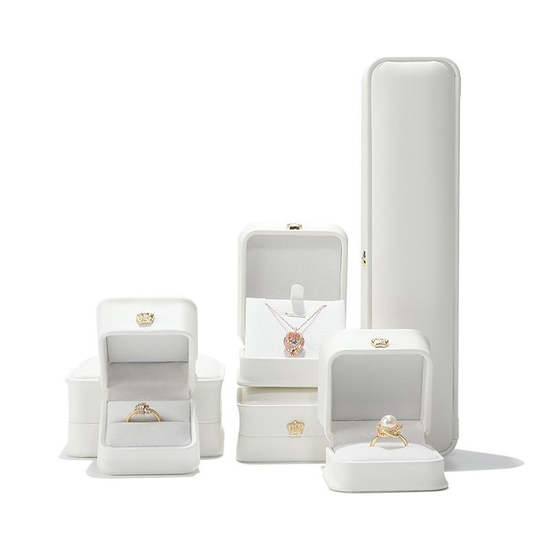 1Pc Leather Jewelry Organizer Wedding Ring Box Pendant Bracelet Necklace Storage Case Gift Packaging Display Box Wholesale
