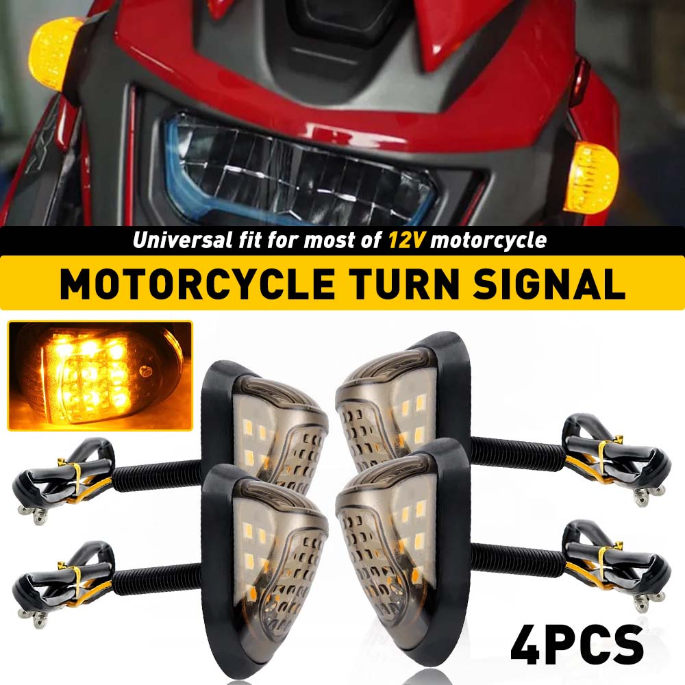 Motorcycle Mini LED Turn Signals Handlebar Blinker Indicators Amber Flowing Signal Lamp DRL for Honda Yamaha Kawasaki Cafe Racer