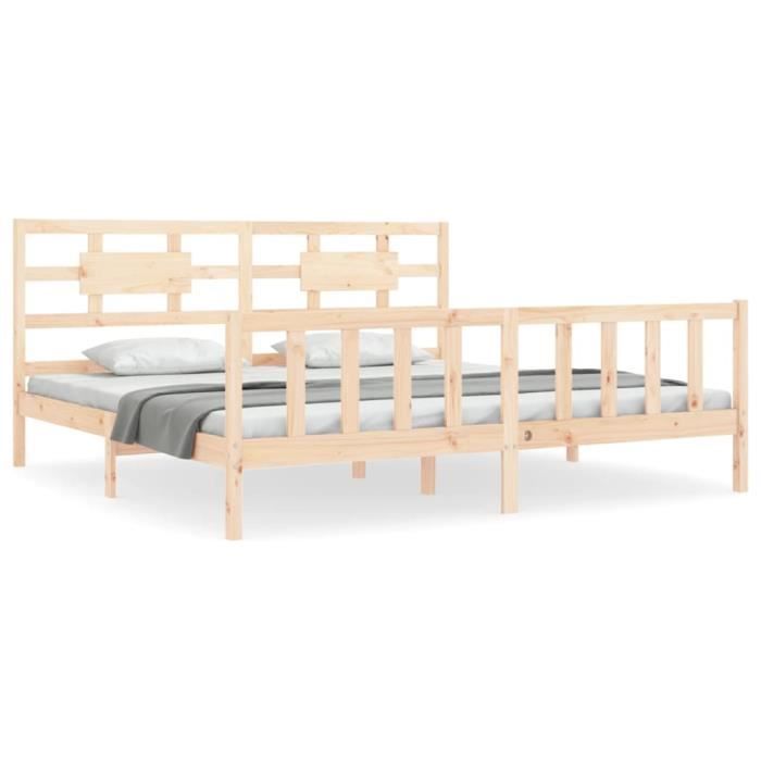 VidaXL Cadre de lit avec tête de lit 200x200 cm bois massif 3192576