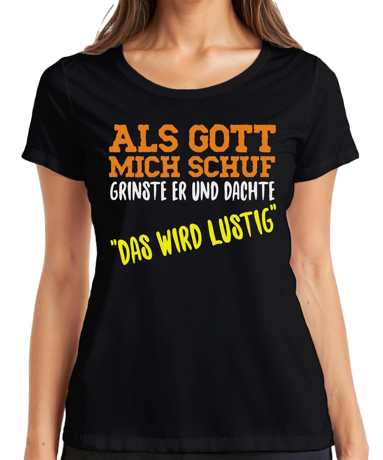 Gott grinste als er mich schuf christlicher Humor Sarkasmus Witz Damen T-Shirt S