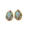 Vintage Oil Painting Flower Stud Earrings for Women Exquisite Metal Peach Blossom Earrings Jewelry Gifts Daily Fancy Accessories