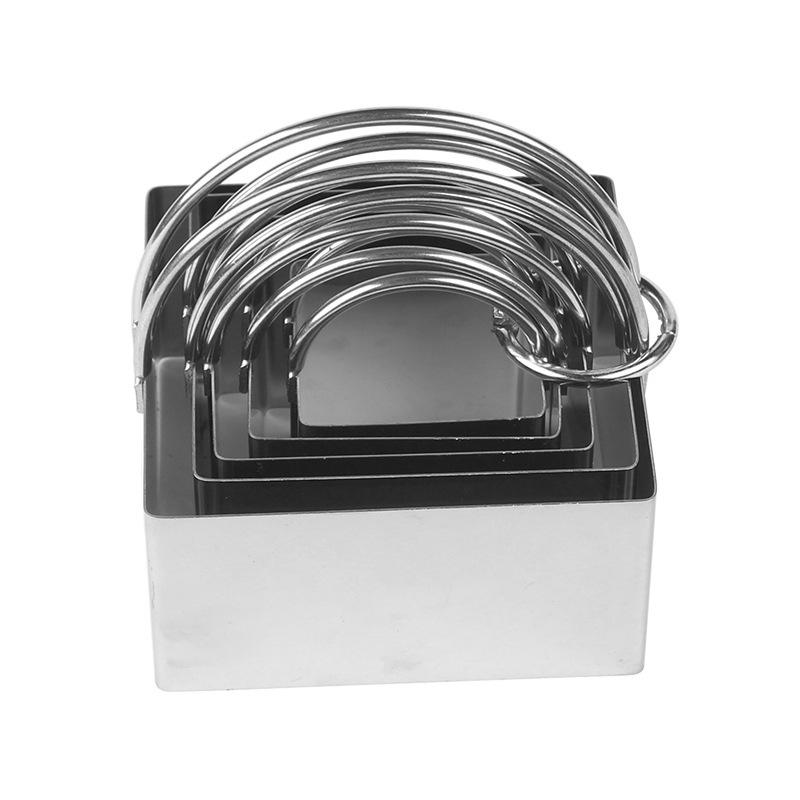5 Pcs Stainless Steel Baking Cookie Cutters Set With Hanging Basket And Dual Handle Mousse Rings For Cake Biscuit Making