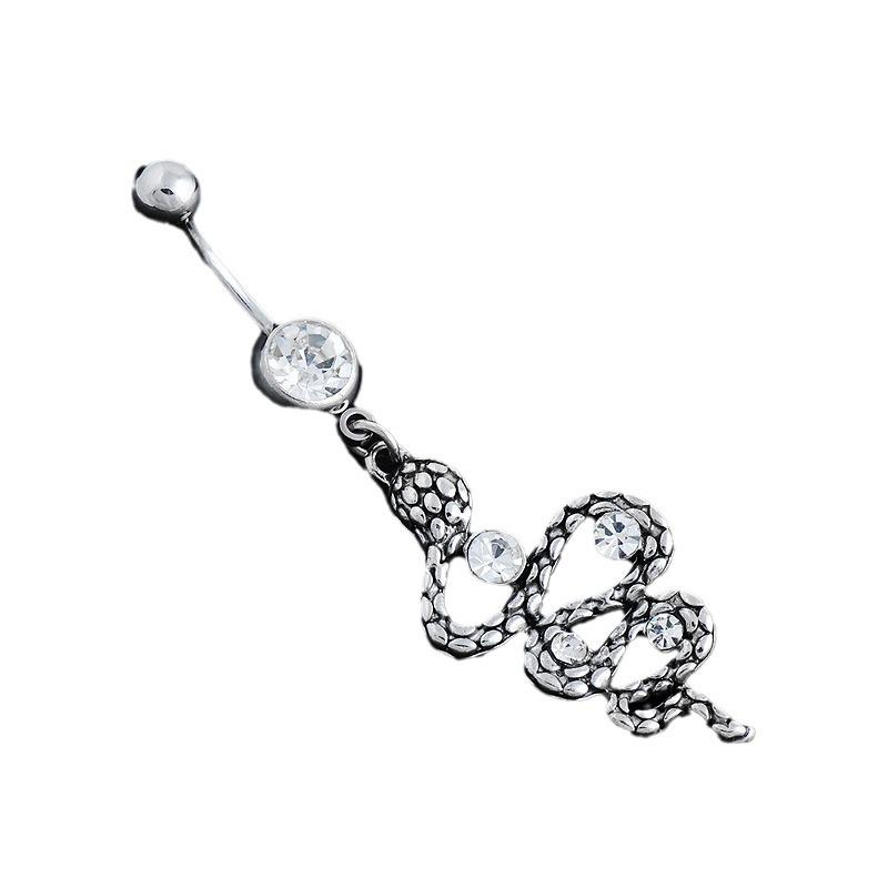 Retro Schlangenanhänger Edelstahl Bauchnabelpiercing mit Diamantbesatz