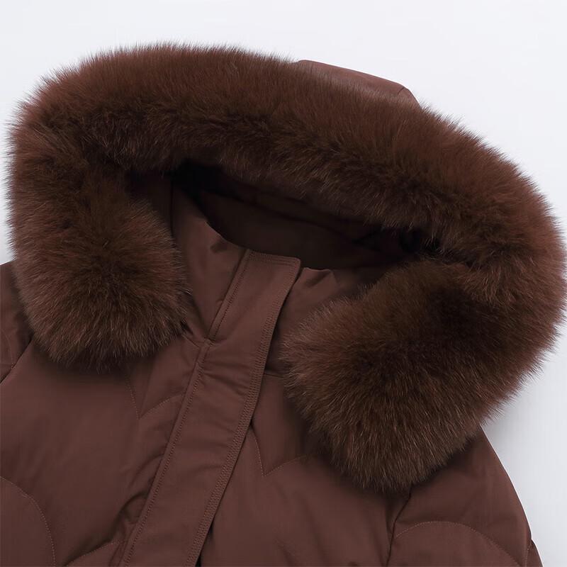 YALU Women's Winter Faux Fur Hooded Long Down Jacket