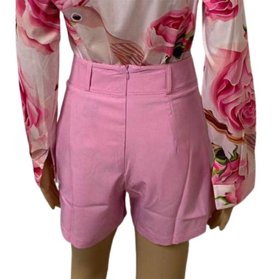 Summer Office Lady Shorts High Waist Solid Color Back Zipper Skinny Hot Pants for Daily Life