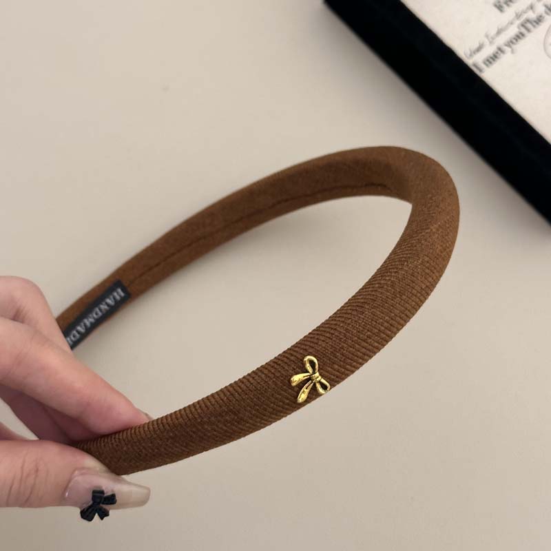 

Корейские металлические повязки на голову с бантом для женщин, девушек, винтажные, элегантные, однотонные, тканевые, губчатые, толстые повязки для волос, головные уборы, аксессуары для волос