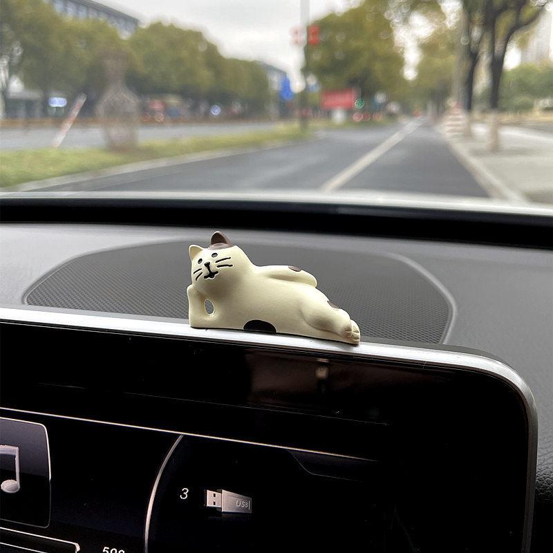 Cute Sunny Cat Coffee Themed Car Desktop Decor Dashboard Display Ornament Center Accessory Decorative Vehicles Fishion Crafts