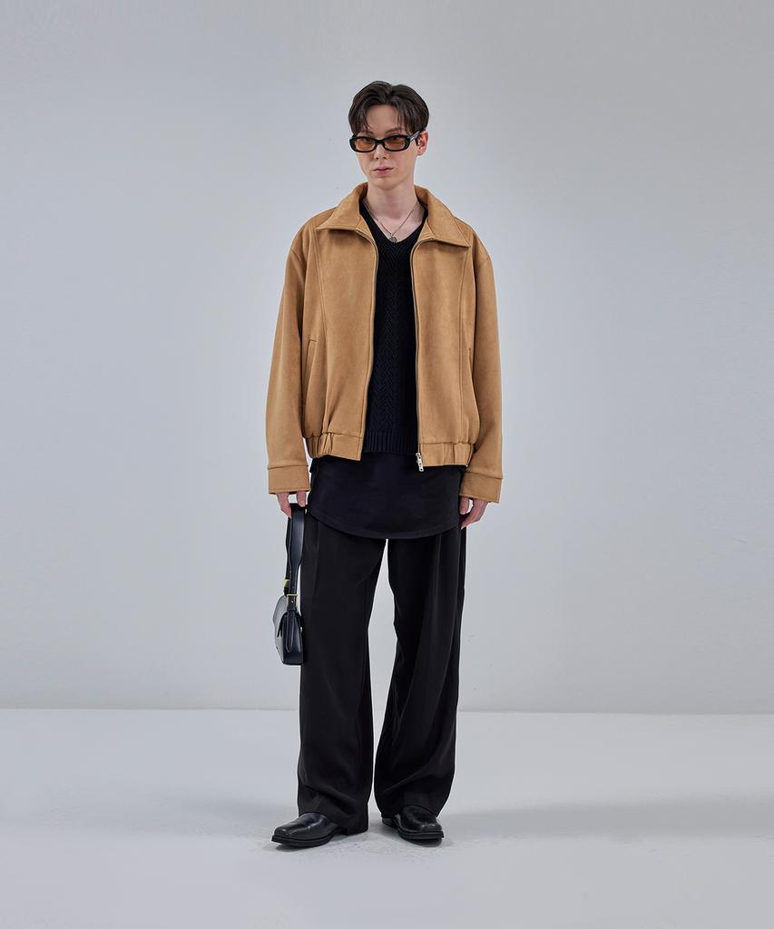 Ironyporno Whiteline 86-Iro231 Curved Stitch Blouson Suede Jacket Camel