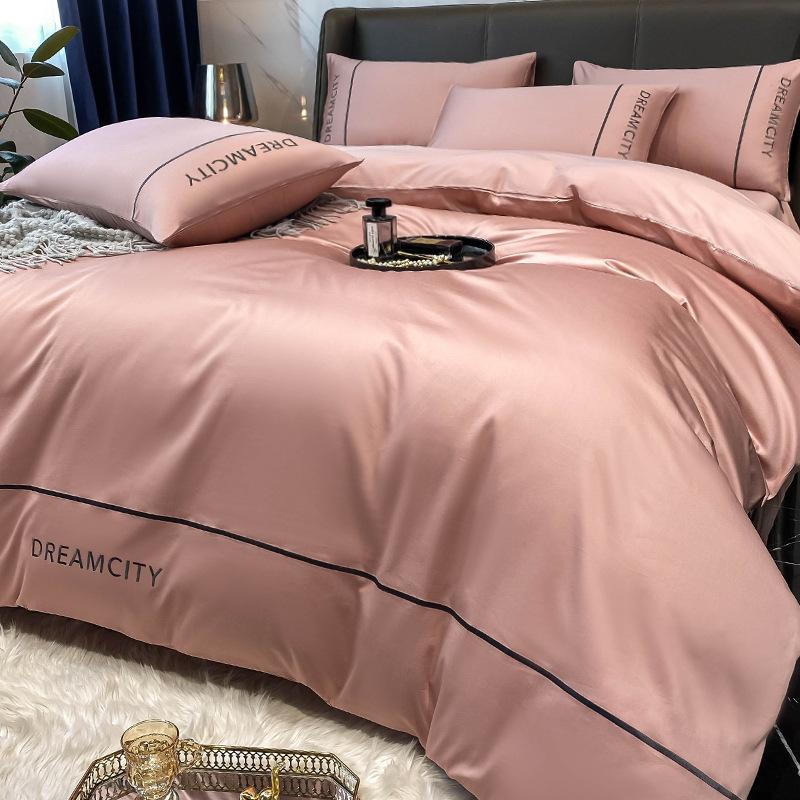 Light Luxury Class A Maternal And Infant Grade Cotton Long-Staple Cotton Four-Piece Set Pure Cotton Embroidered Bed Sheet Mattress Quilt Cover Bedding