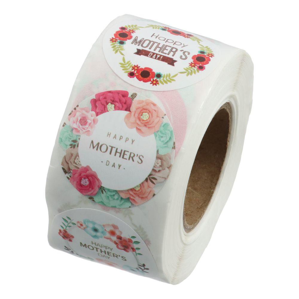 500 Pcs 1 Inch Mother's Day Stickers Kraft paper Adhesive Sticker Labels