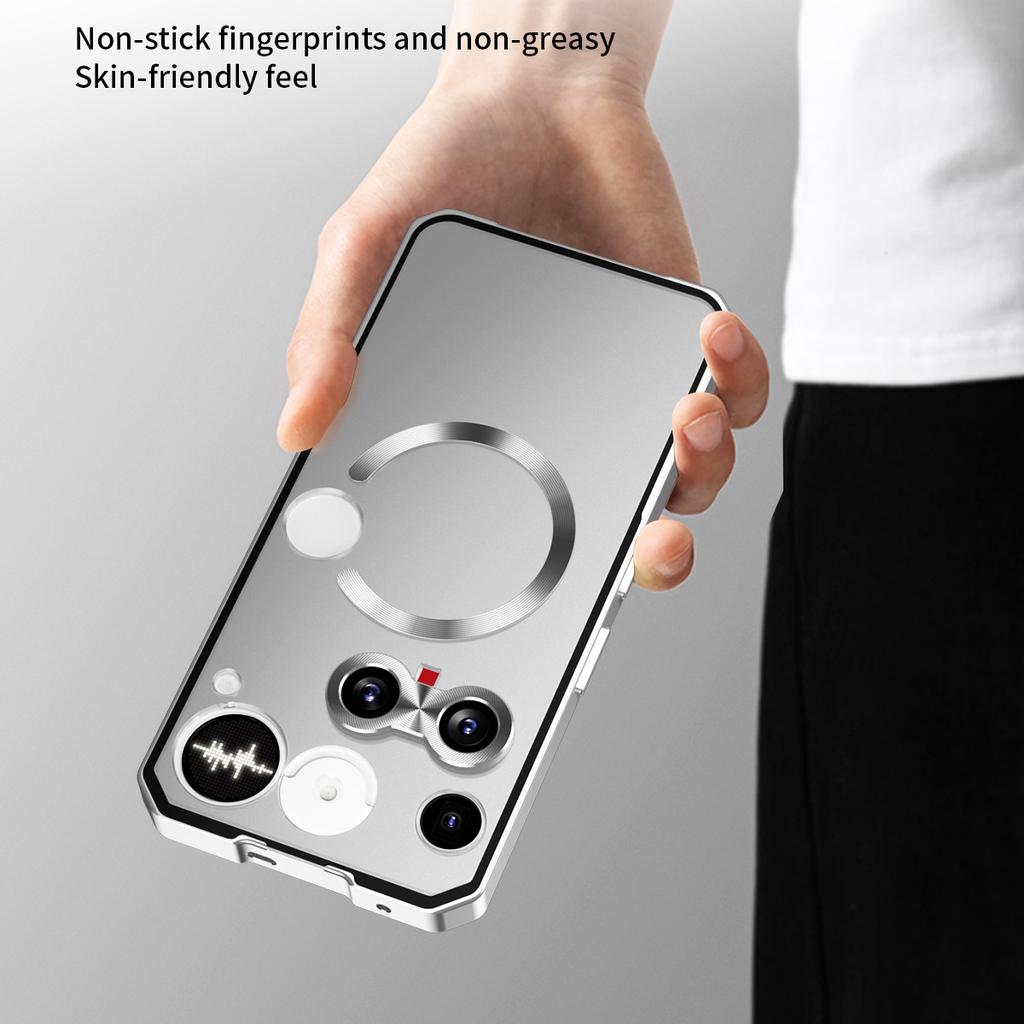 For Nothing Phone (3) 5G Case Compatible with MagSafe Hard PC Metal Frame Frosted Phone Back Cover