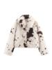 Women's Collar Long Sleeved Spotted Faux Fur Winter Coat