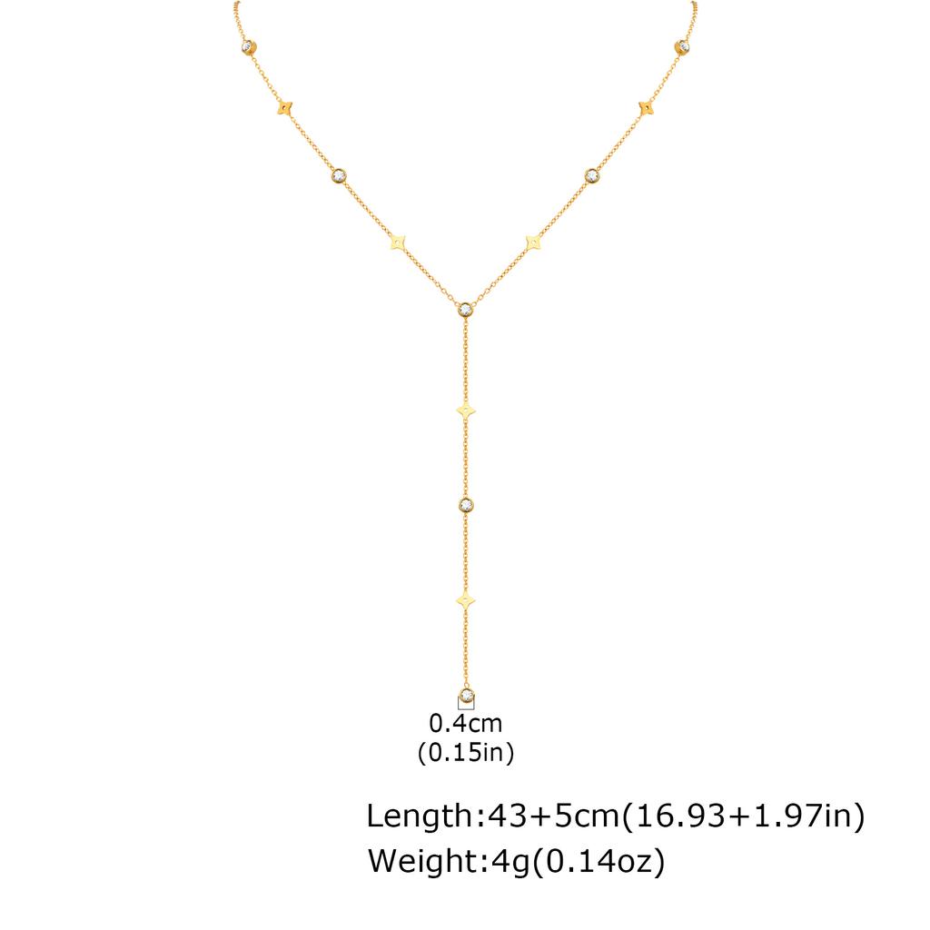Classic Cross Zircon Y-shaped Necklace for Women,Butterfly Heart Shaped Choker Necklaces,Gold Color Stainless Steel Jewelry Gift