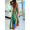 Women's  Summer Sexy Printed Spaghetti Strap Lace Trim Backless Cutout Waist Sleeveless Dress