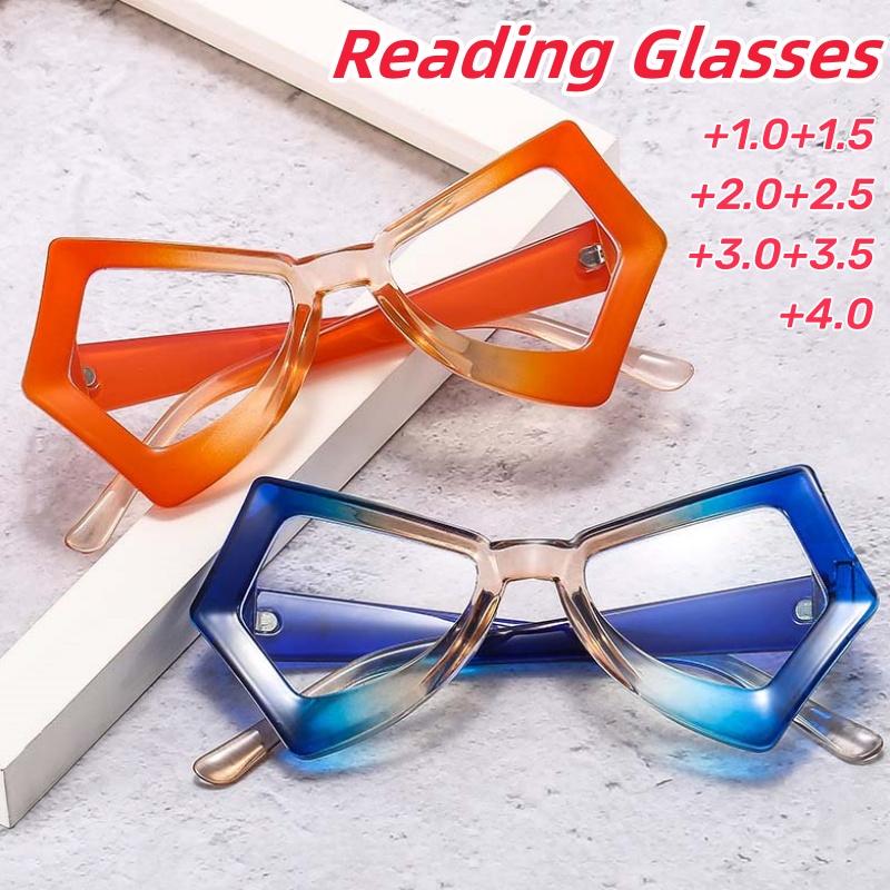 Retro Butterfly Reading Glasses Women Men Large Frame Anti Blue Light Eyewear +1 0 To +4 0 Trendy Versatile