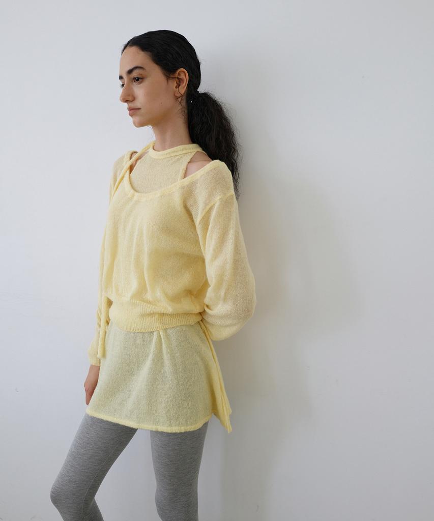 UUNE SCENE String Deep U-Neck Knit_Yellow