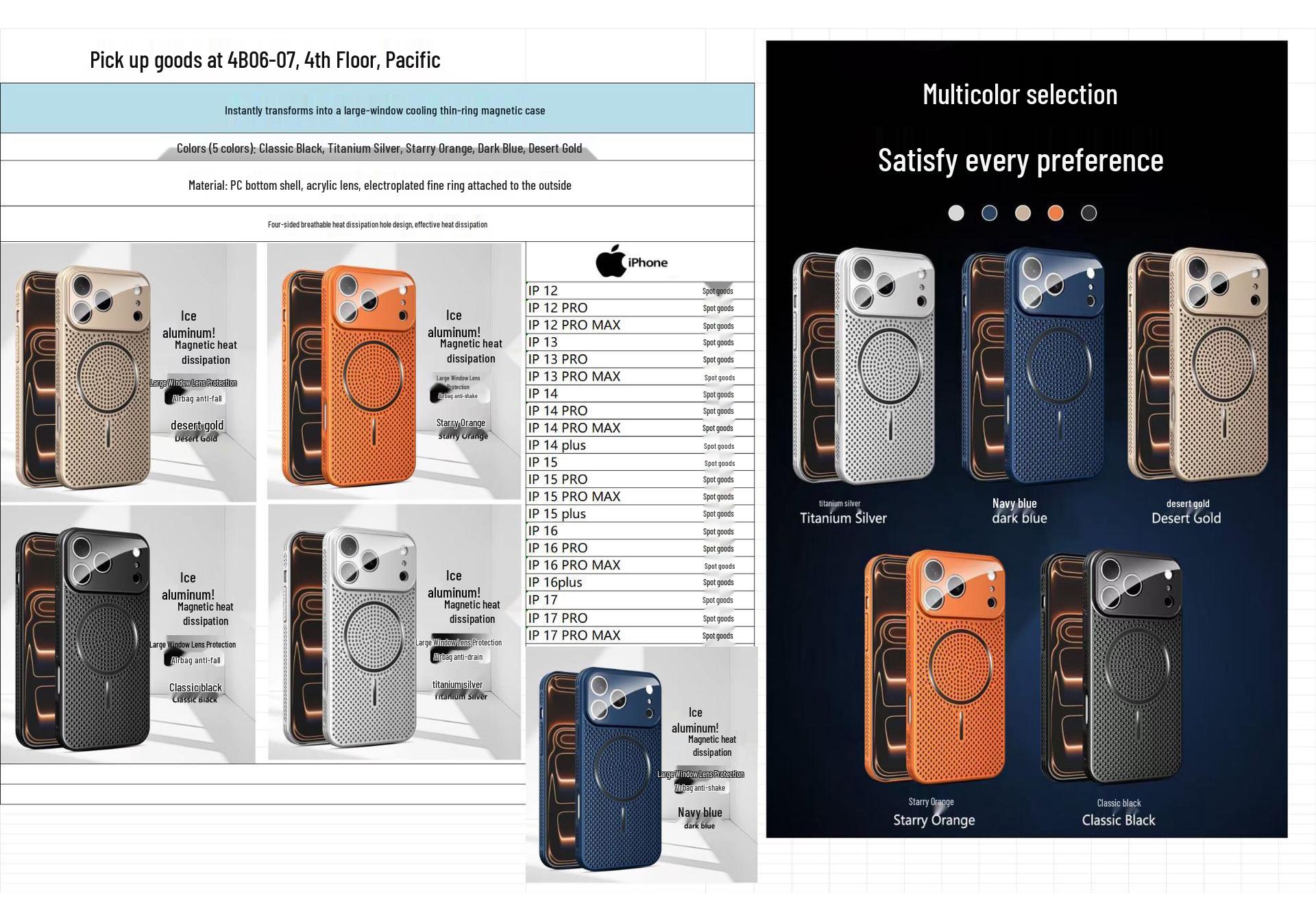 

Magnetic Heat-Dissipating Protective Case for Apple 17 Pro Max/12 - Drop-Proof, Full Coverage iPhone 13 Pro