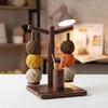 Yarn Holder Spinner Magnetic Rotating Wooden Knitting Spinner Wooden Yarn Ball Holder With Phone Stand And 2 Spindles For