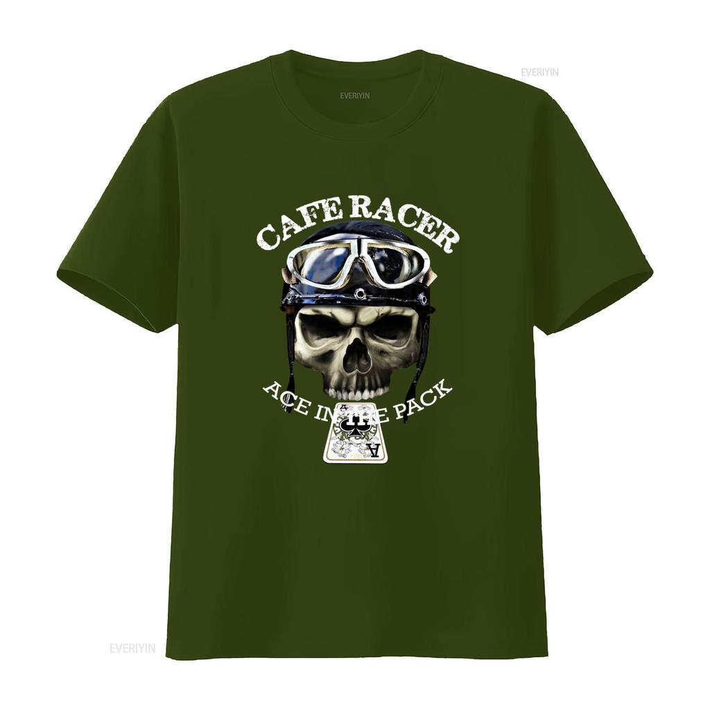 Cafe Racer Ace in de Pack Vintage Retro Biker Schedel T-shirt voor Mannen vintage Gewassen mode Veelzijdig homme Stijlvol Rekbaar
