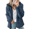 Warme Damen Sherpa Jacke mit Kapuze Fleece Mantel Freizeit Einfarbig Plüsch Reißverschluss Winddicht Herbst Winter Strickjacke