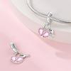 Original Copper Charms Luxury Pink Heart Pendant Lock Key Beads Fit Bracelet Diy Women Making Delicate Gift