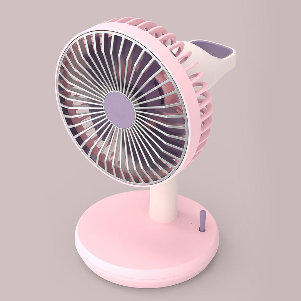 Desk Fan 3 Speed USB Charging Simple 1200mAh Quiet Portable Table Fan for Office Outdoor Home Pink