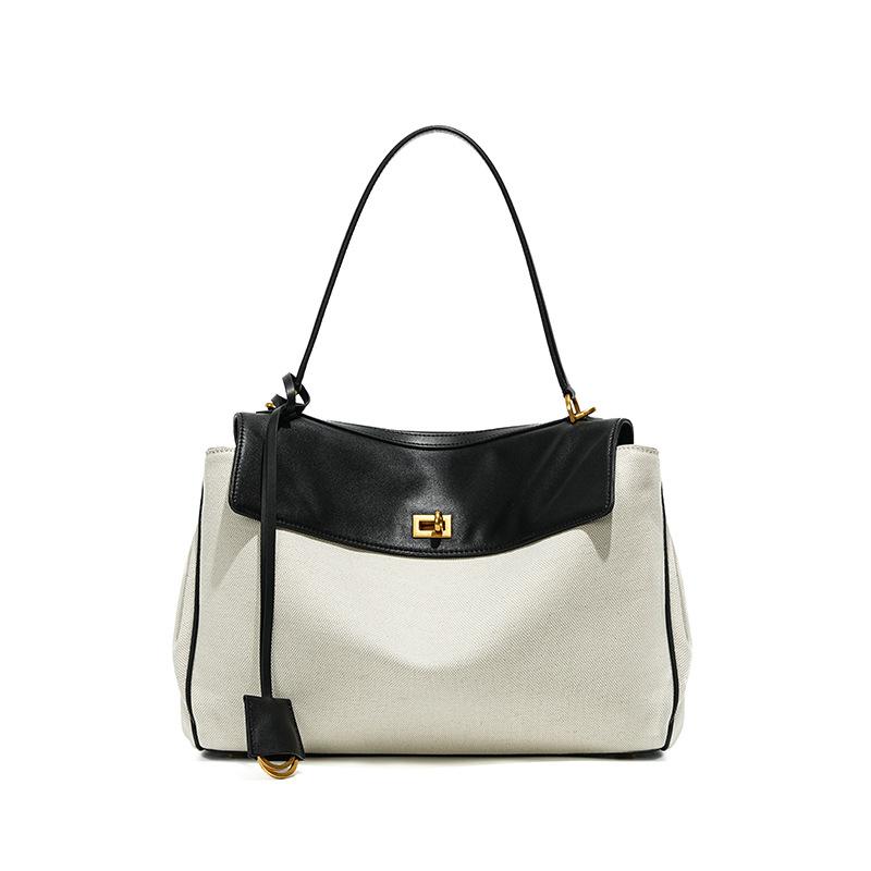 Original Leather  Canvas Crossbody Bag Small And Unique Underarm Bag Cowhide Commuter High End Large Capacity Women's Tote Bag