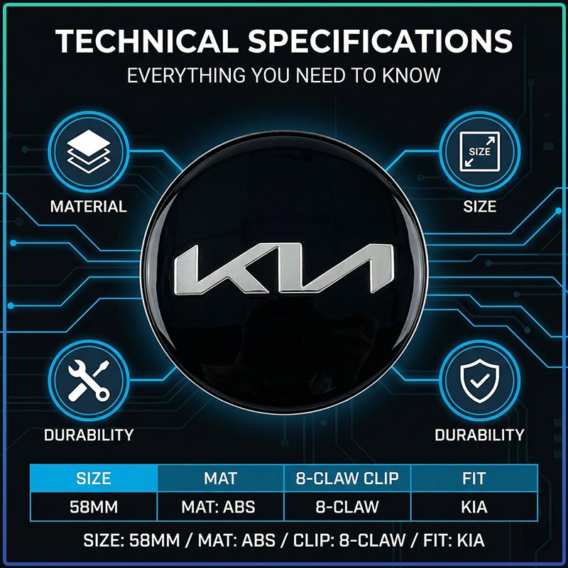 4 Pezzi 58MM Coprimozzi Centrali per Ruote Auto Badge Coprimozzo Cerchione Emblema Styling Per Kia Sauer CUB CEED Cerato Forte K8 K900 Optima Picanto RIO VG Ray EV