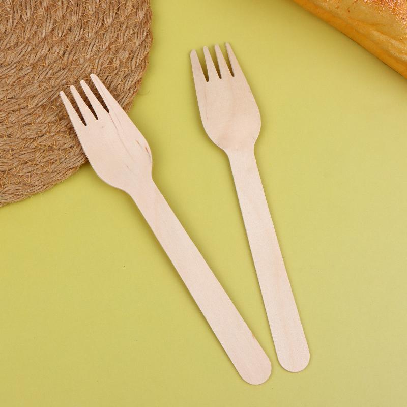 100Pcs Disposable Wooden Forks For Dessert Cake Salad Ice Cream Fruit Tableware Kitchen Wedding Birthday Supplies