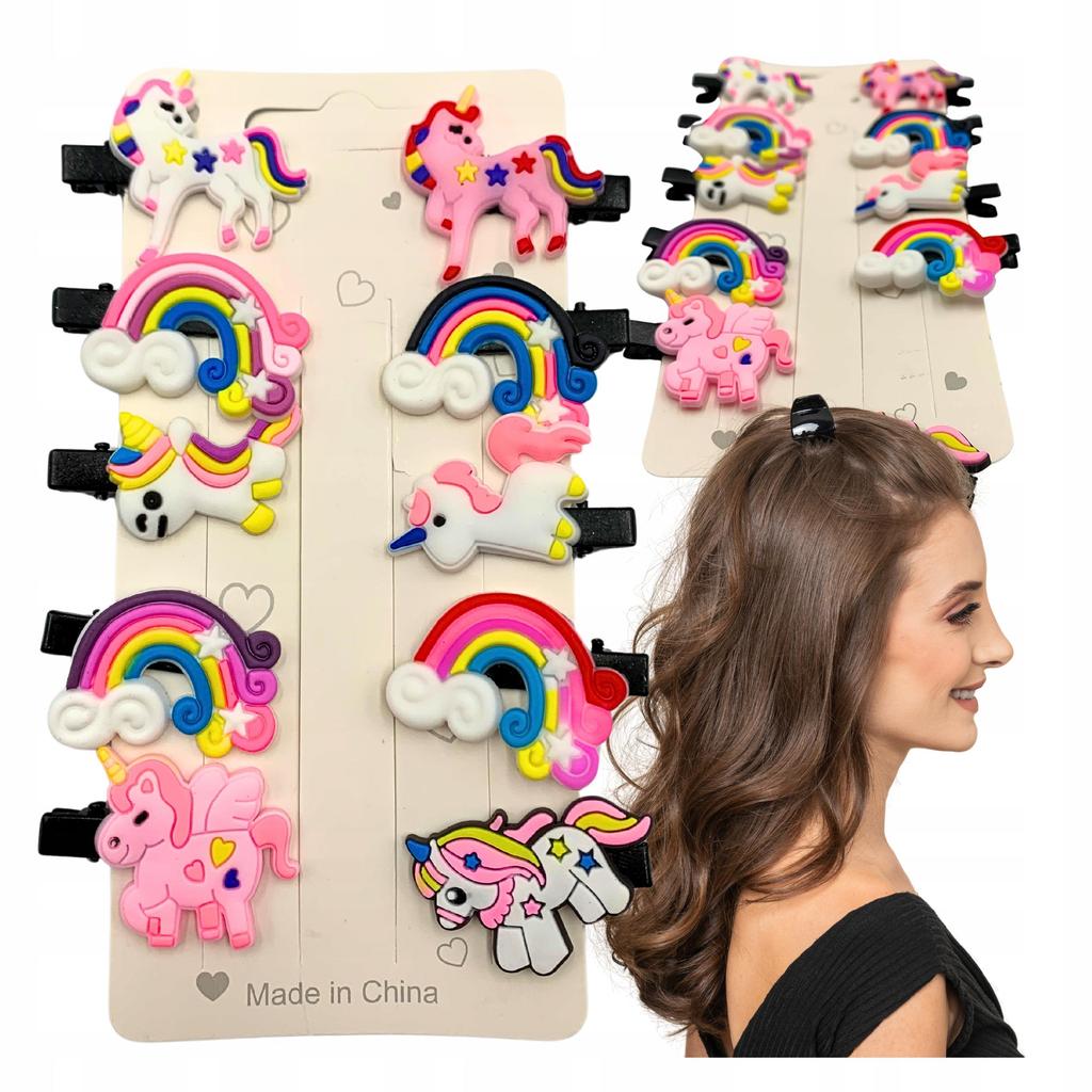 Set Of Colorful Unicorn Hair Clips 10 Pcs.