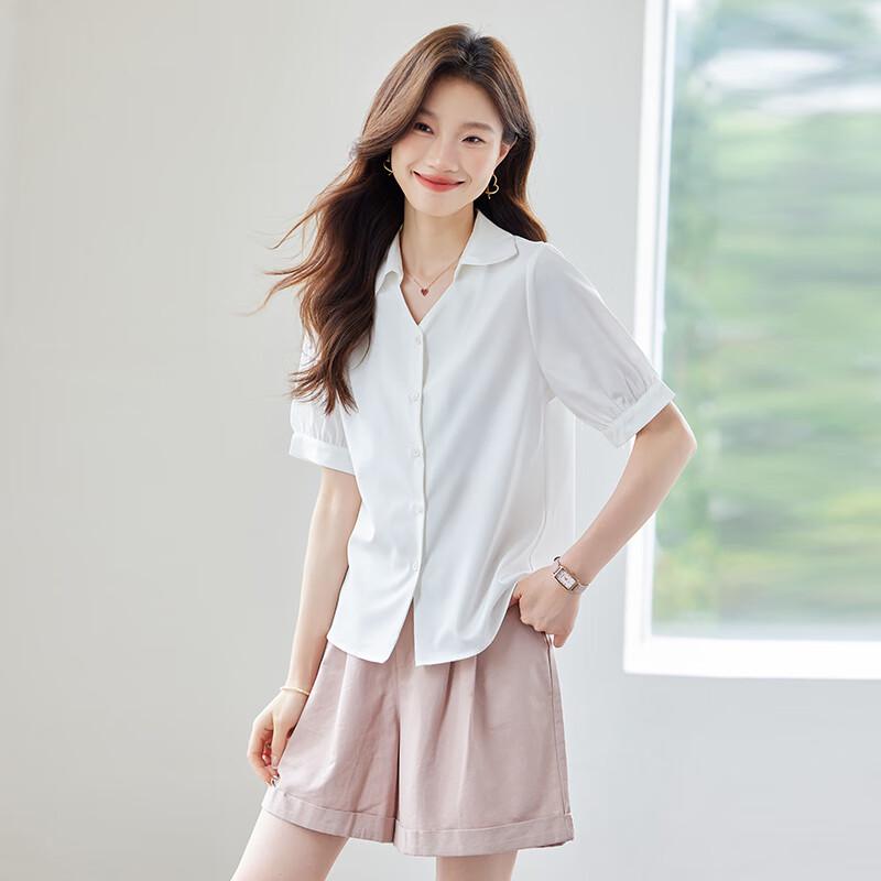 Teluoman Women's V-Neck Short Sleeve Blouse