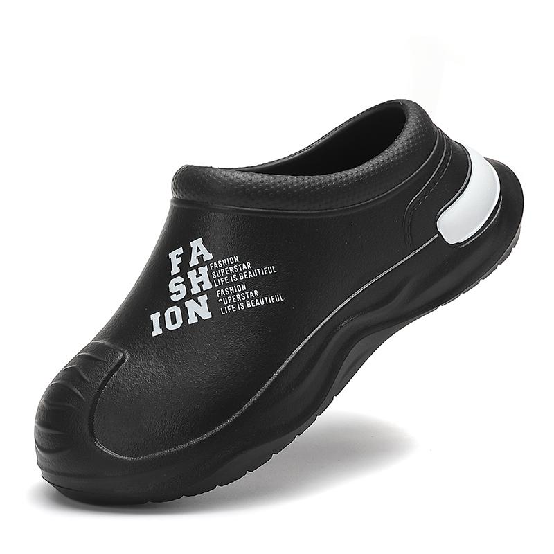 Fashion Men Chef Shoes Anti Slip and Oil Proof Work Shoes Lazy Slippers Casual Trendy Slipper One Step Fashion Garden Shoes For Beach