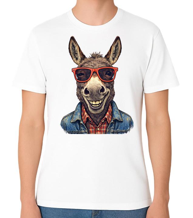 Hippie Funny Donkey T-Shirt Cool Mule With Sunglasses Graphic Unisex Tee S разноцветный