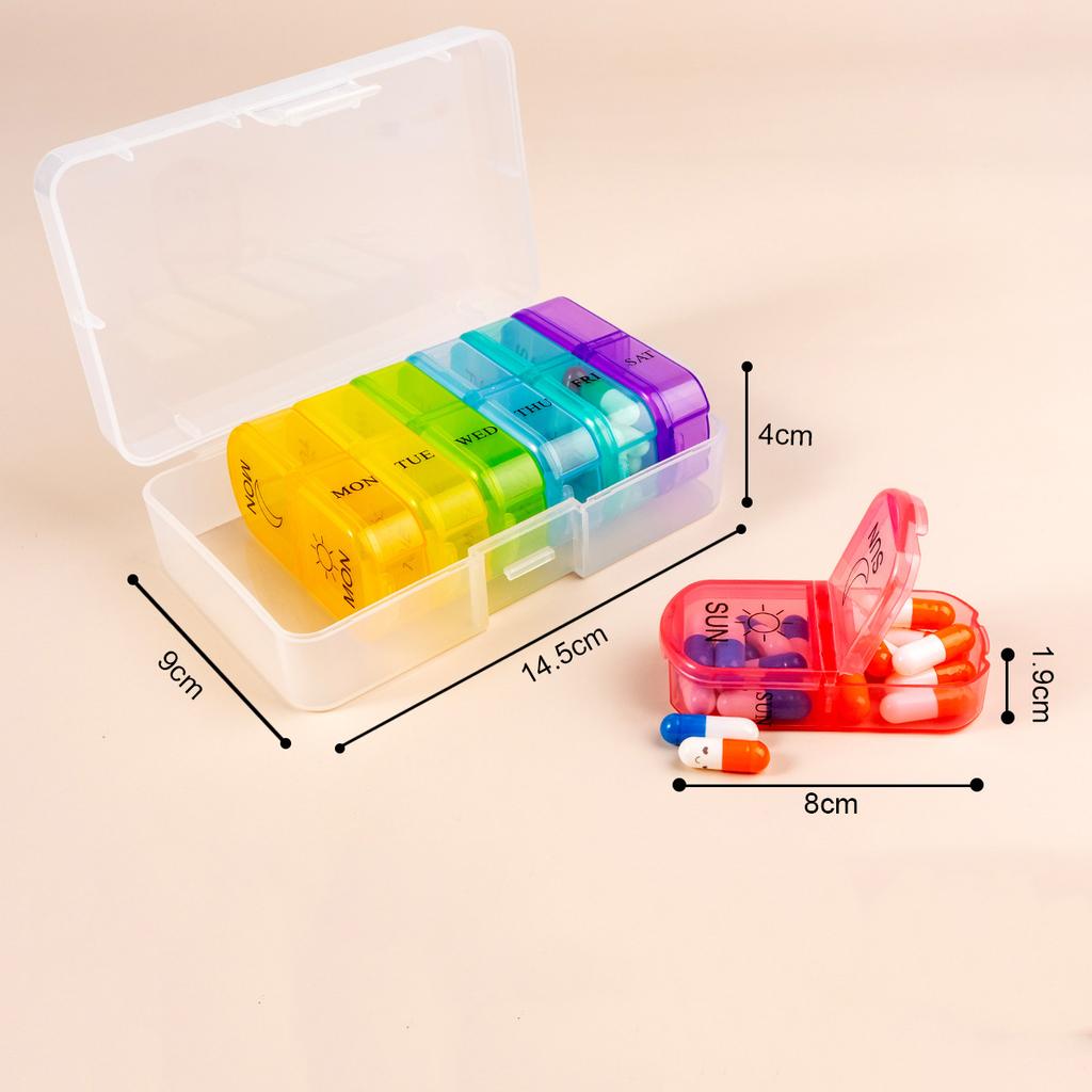 UNTIOR  Portable Weekly Pill Box Morning and Evening Large Capacity Travel with 14 Compartments to Hold Pills Vitamins