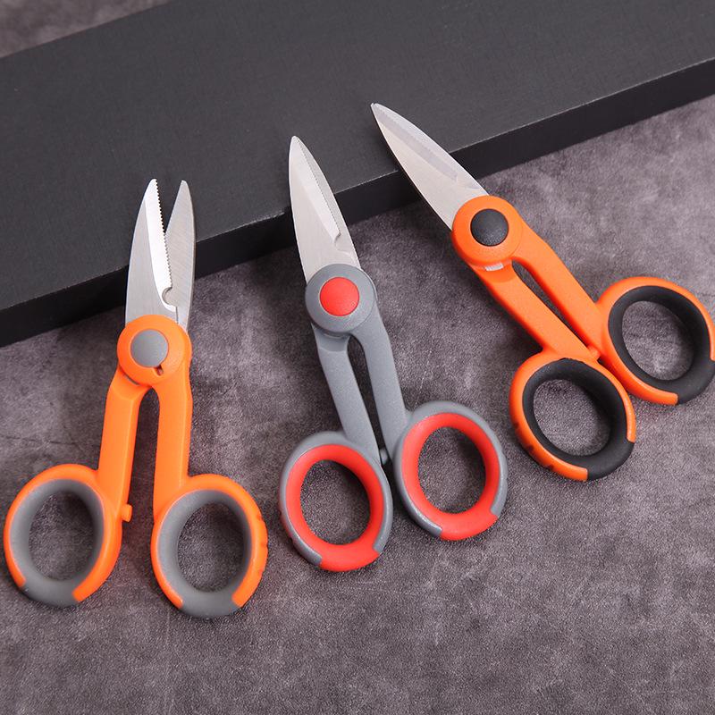 Thickened Serrated Stainless Steel Electrician's Shears for Cutting Iron Sheets & Wires, Industrial Wire Stripping Shears
