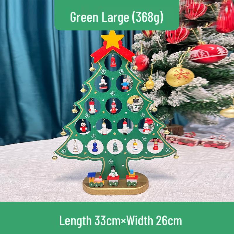 Wooden Christmas Tree Tabletop Display and Mini Figurines - Creative Gifts for Kids