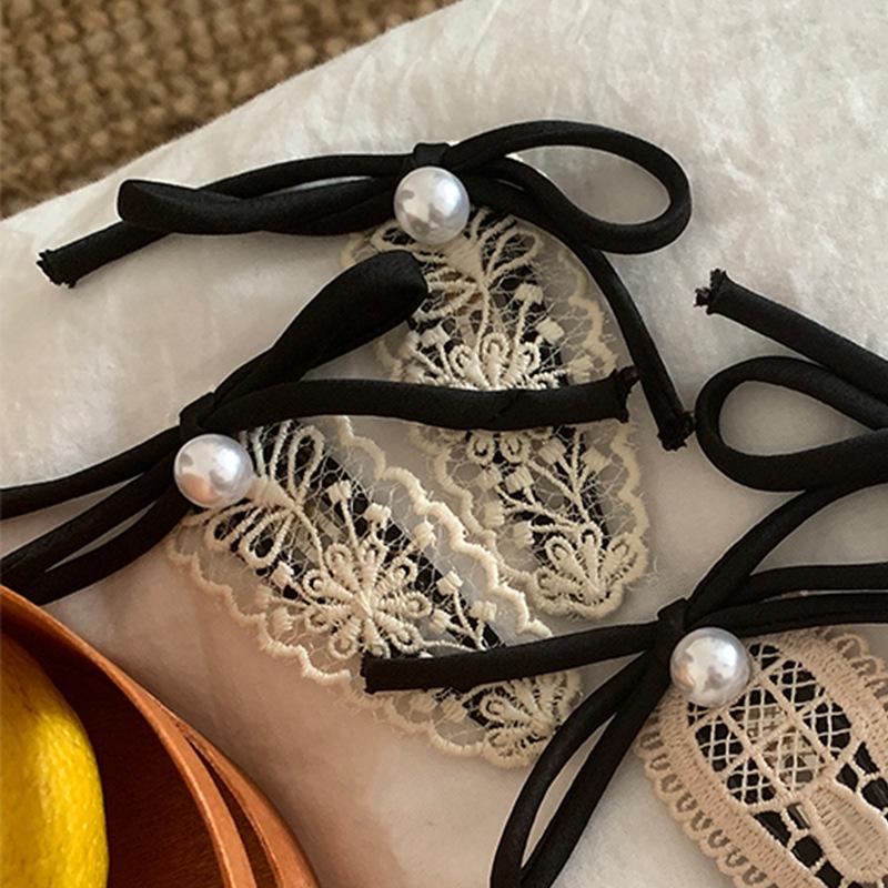 Lace Pearl Bow Hairpin Vintage Versatile Bangs Clip Hair Accessories Headdress Edge Clip