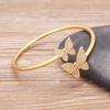 Hot Sale European American New Exaggerated Fashion Butterfly Copper Cubic Zirconia Gold Plated Adjustable Open Bangles Gift