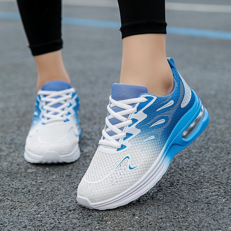Women's Gradient Air Cushion Sneakers - Breathable Mesh Athletic Running Shoes with Shock-Absorbing Sole