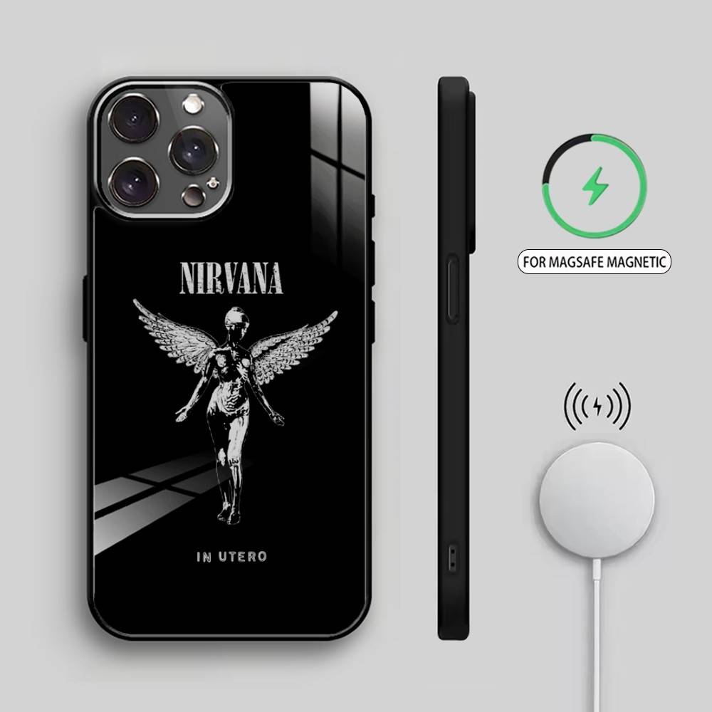 N-Nirvana Rock Band Lamentably Phone Case For iPhone17,16,15,14,13,12,11 Plus,Pro Max Magnetic For Magsafe Wireless Charging iPhone16PROMAX
