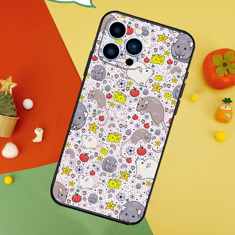 Cute Cartoon Animal Rat Phone Case For iPhone 17 Pro Max 16 15 14 12 11 13 Pro Max Plus 12 13 Mini 16e 17 Air Cover