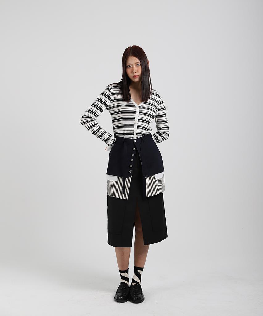 Cotton Rivers Club Striped Colored Skirt (Navy)