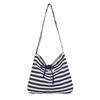 Casual striped canvas bag women's spring and summer new largecapacity commuter shoulder messenger bag