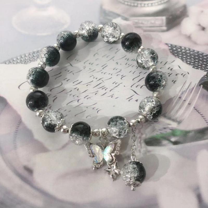 Floral Butterfly Glass Bead Bracelet – Perfect Gift for Girls, Best Friends, and Students