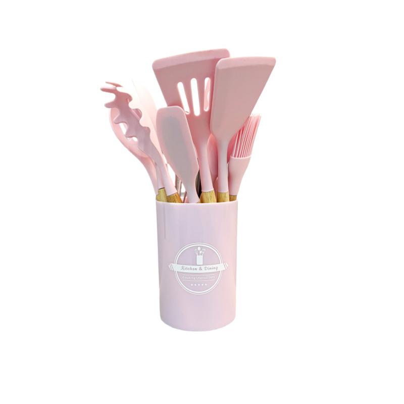 2025 New Light Edition Silicone Cooking Shovel Food Grade Spoon 12-piece Set 550g Silicone Kitchenware Set